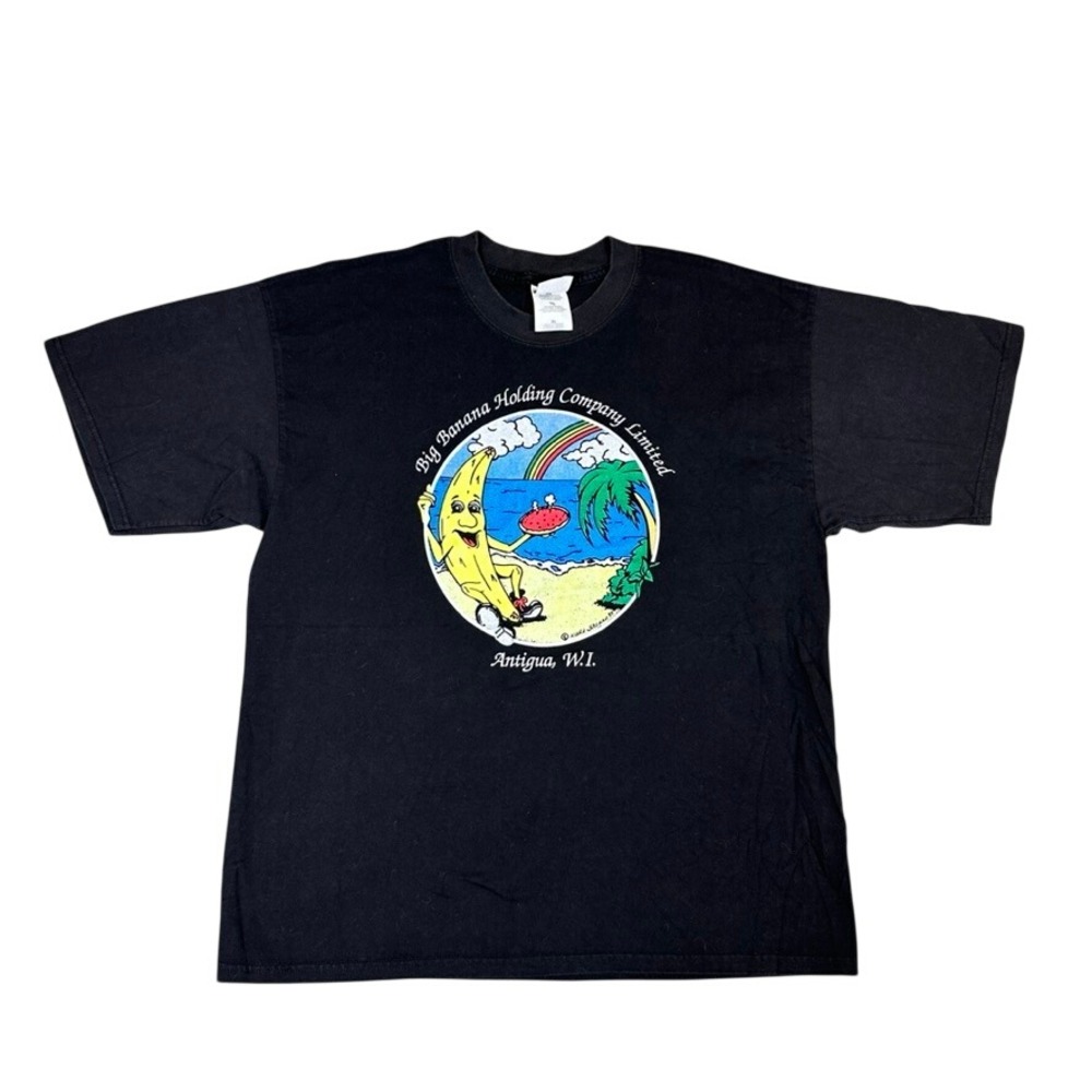 Vintage 1997 Big Banana Antigua T-Shirt Gildan Ultra Cotton Black XL Graphic Tee